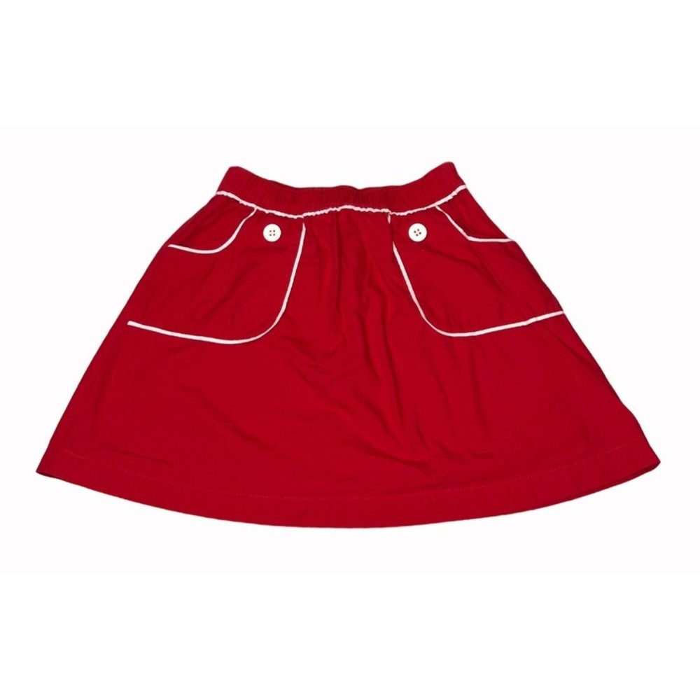 Hanna Anderson Girls Childs Skirt Size 130 Red White Contrast Stitching